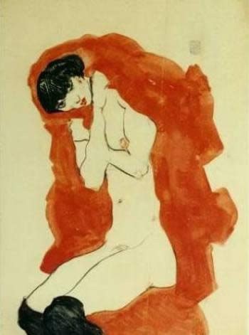 Egon Schiele Girl with Red Blanket